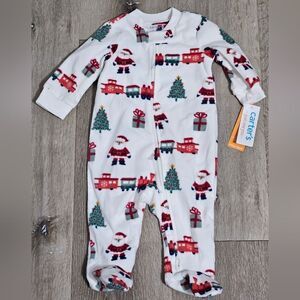 Carter's baby Size 6 Months Footed Christmas Sleeper Santa & Train NEW
